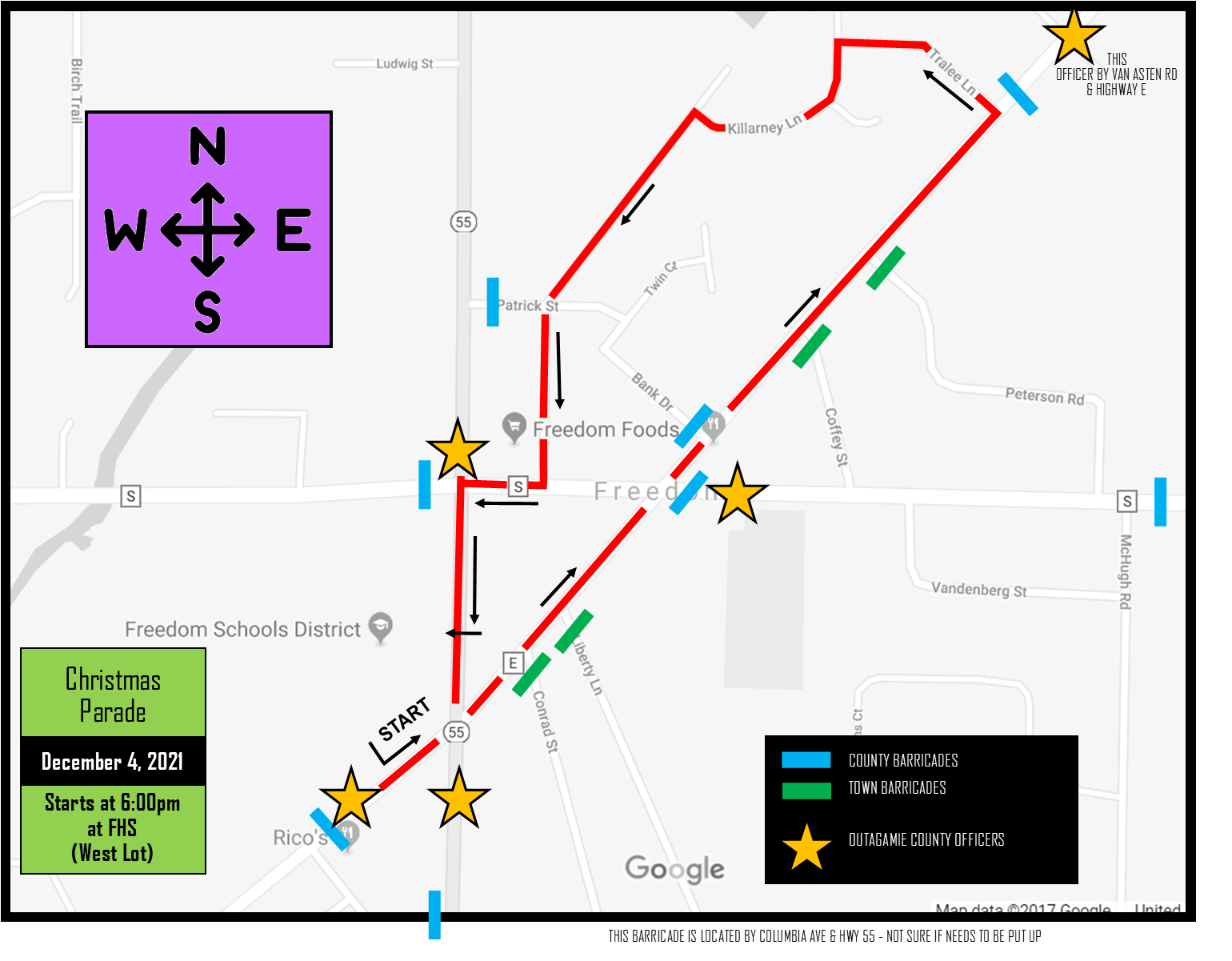 2021 Christmas Parade Map